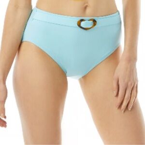 Kate Spade Wave Blue Heart Buckle High Waist Bikini Bottom Size Small